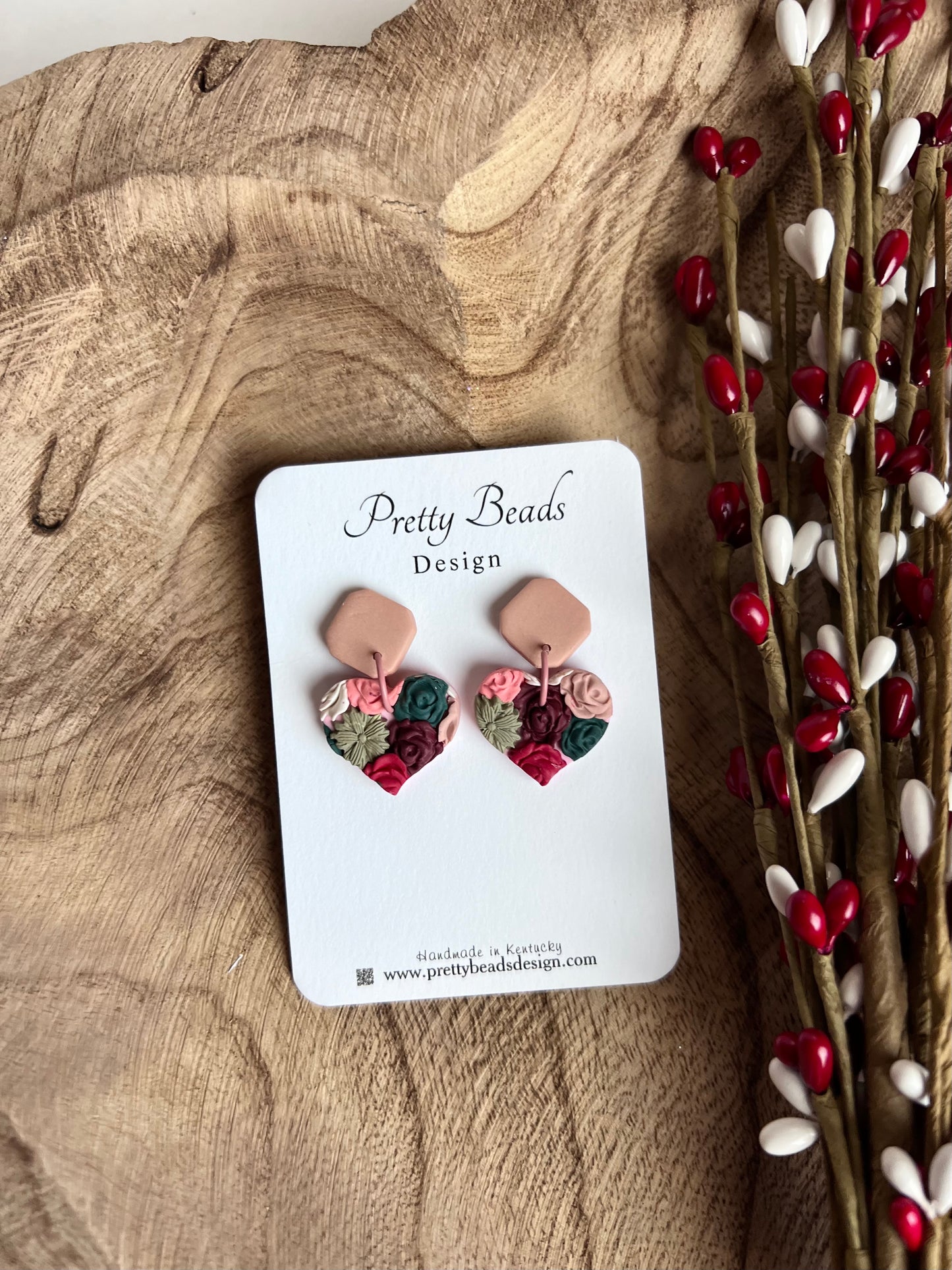 Rose Heart Bouquet Earrings-1