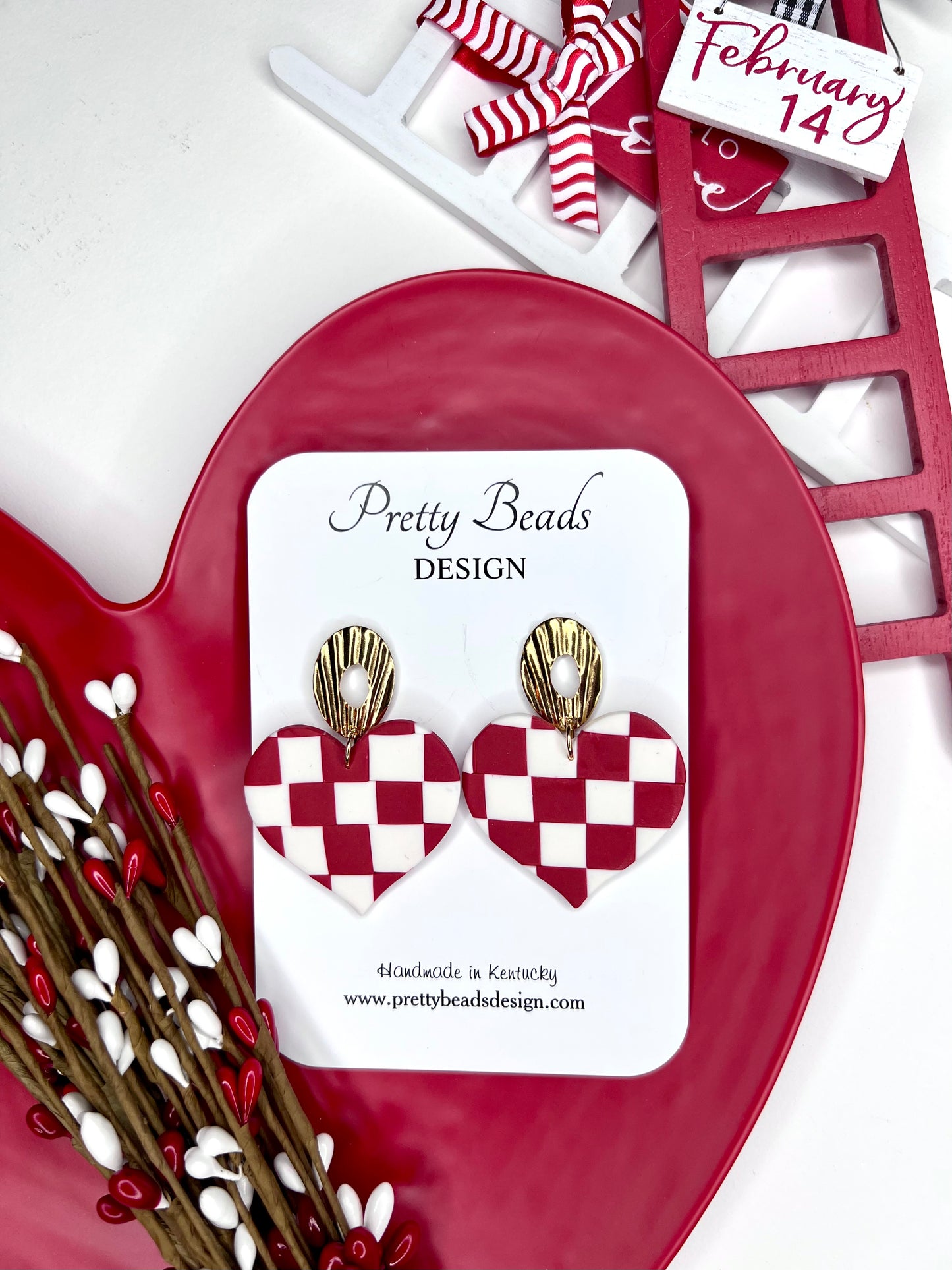 Heart Checkerboard Earrings