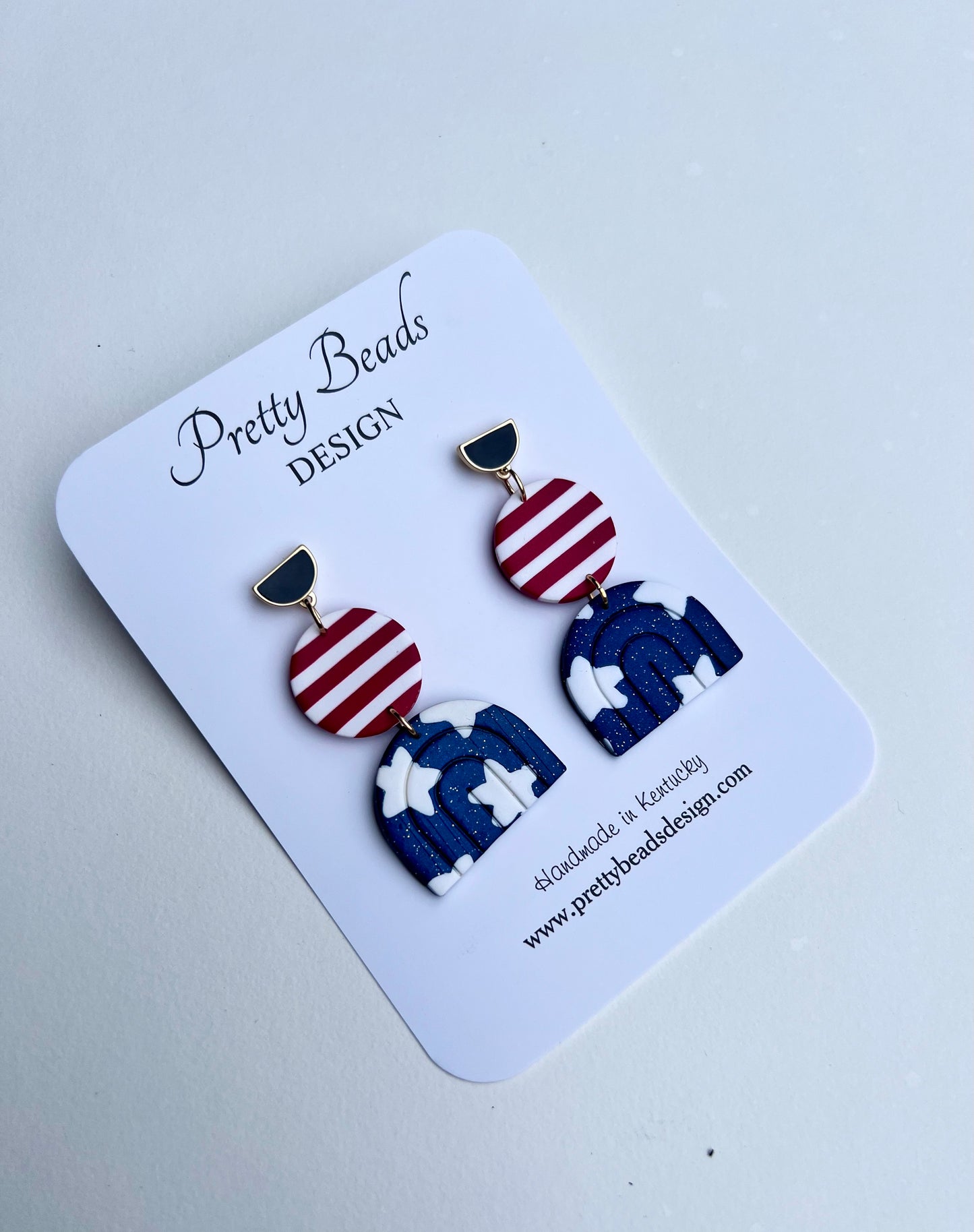 Blue and Red Striped Earrings