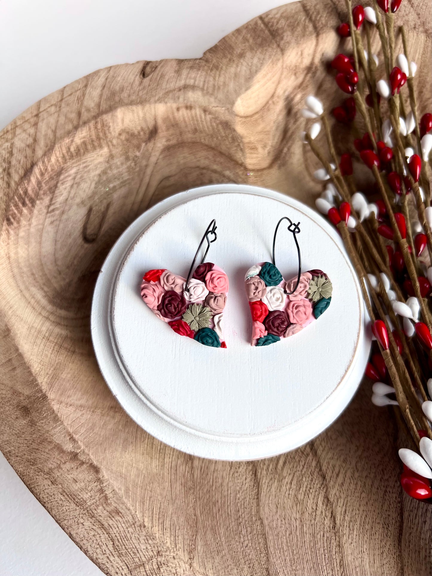 Rose Bouquet Heart Hoops-2