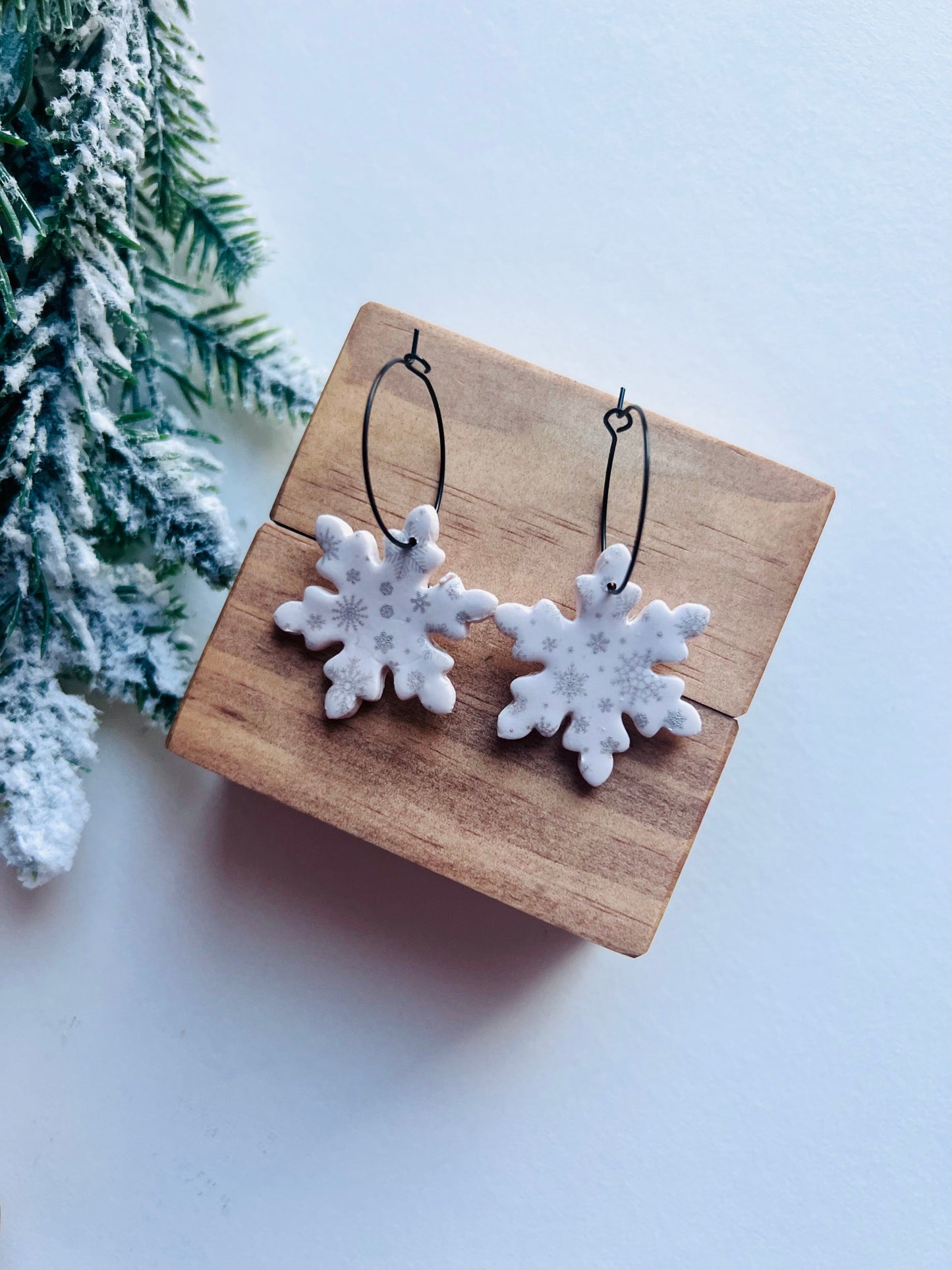 Christmas Snowflakes Charms Hoops