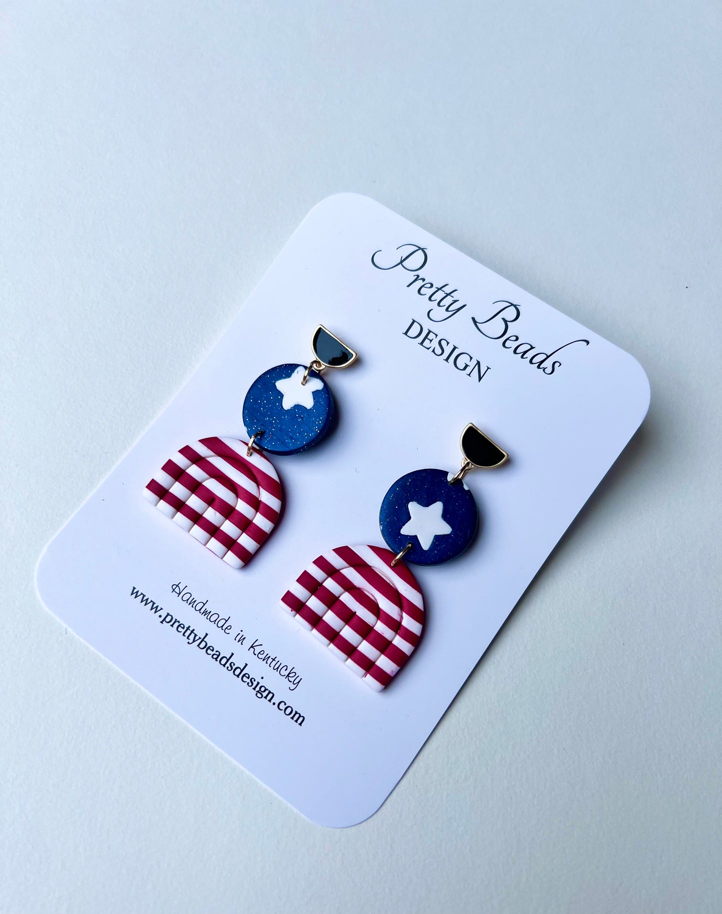 Blue and Red Striped Earrings-2