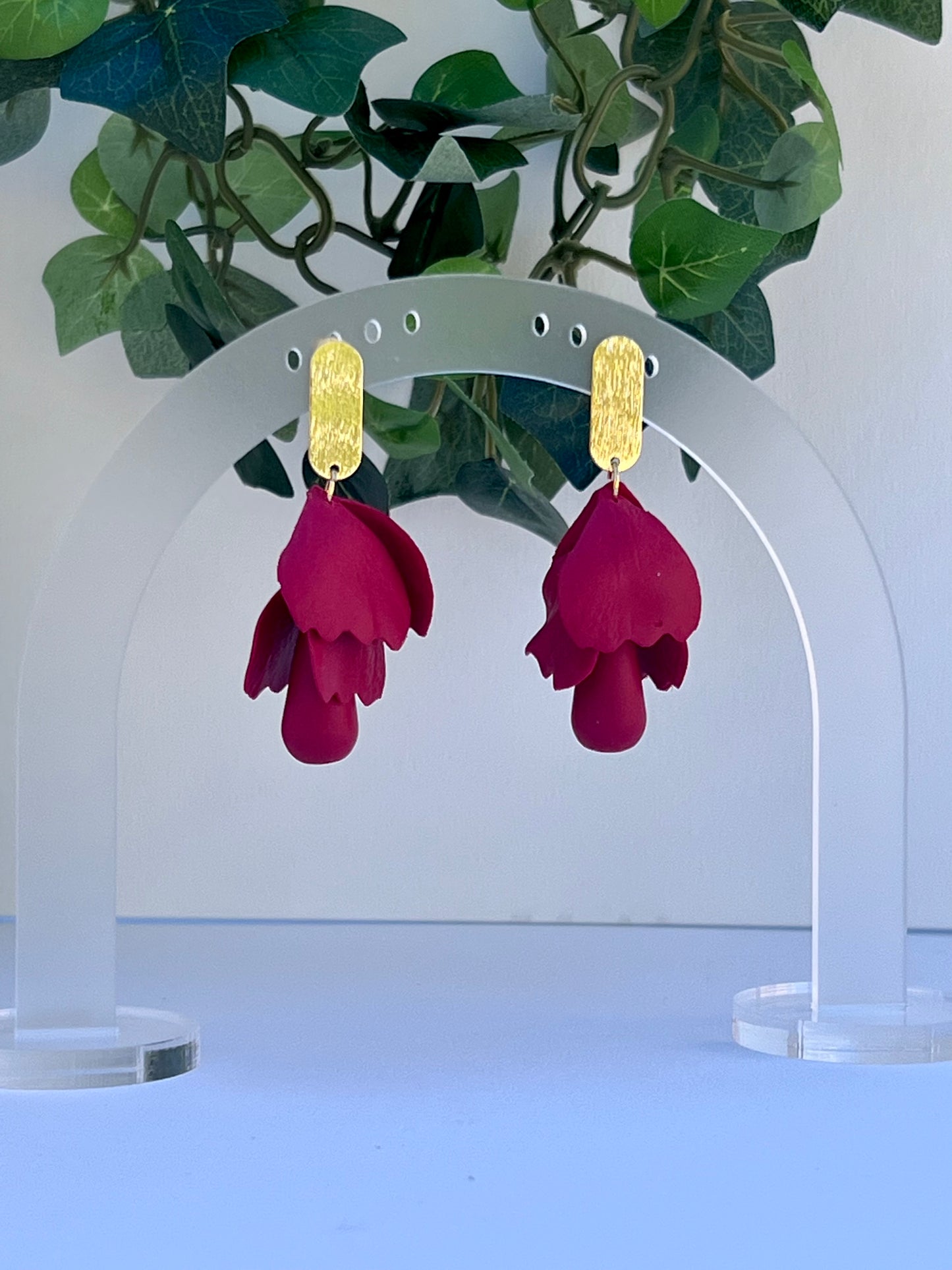 Red Rose Petal Earrings