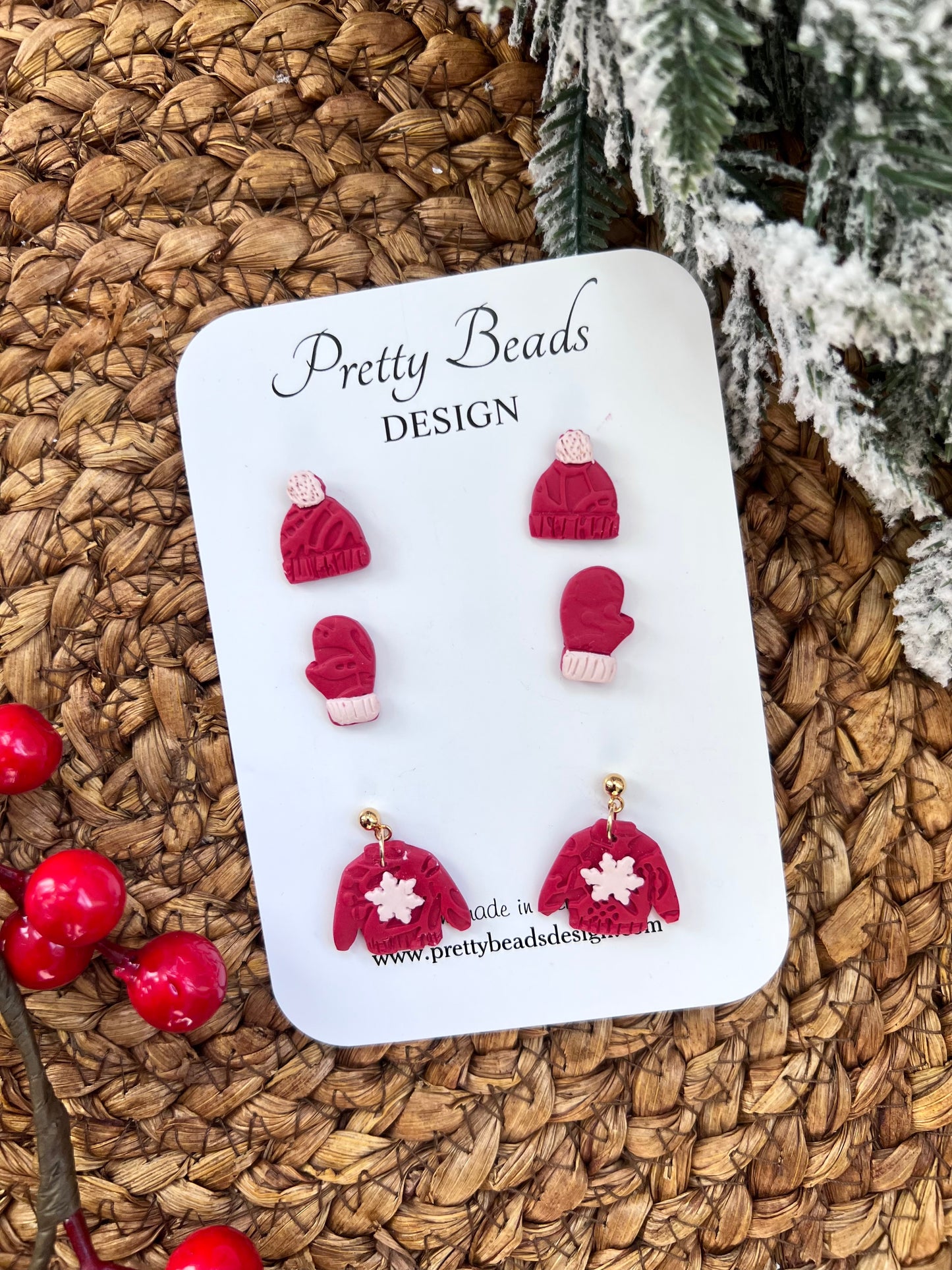 Christmas Sweater Studs-Red