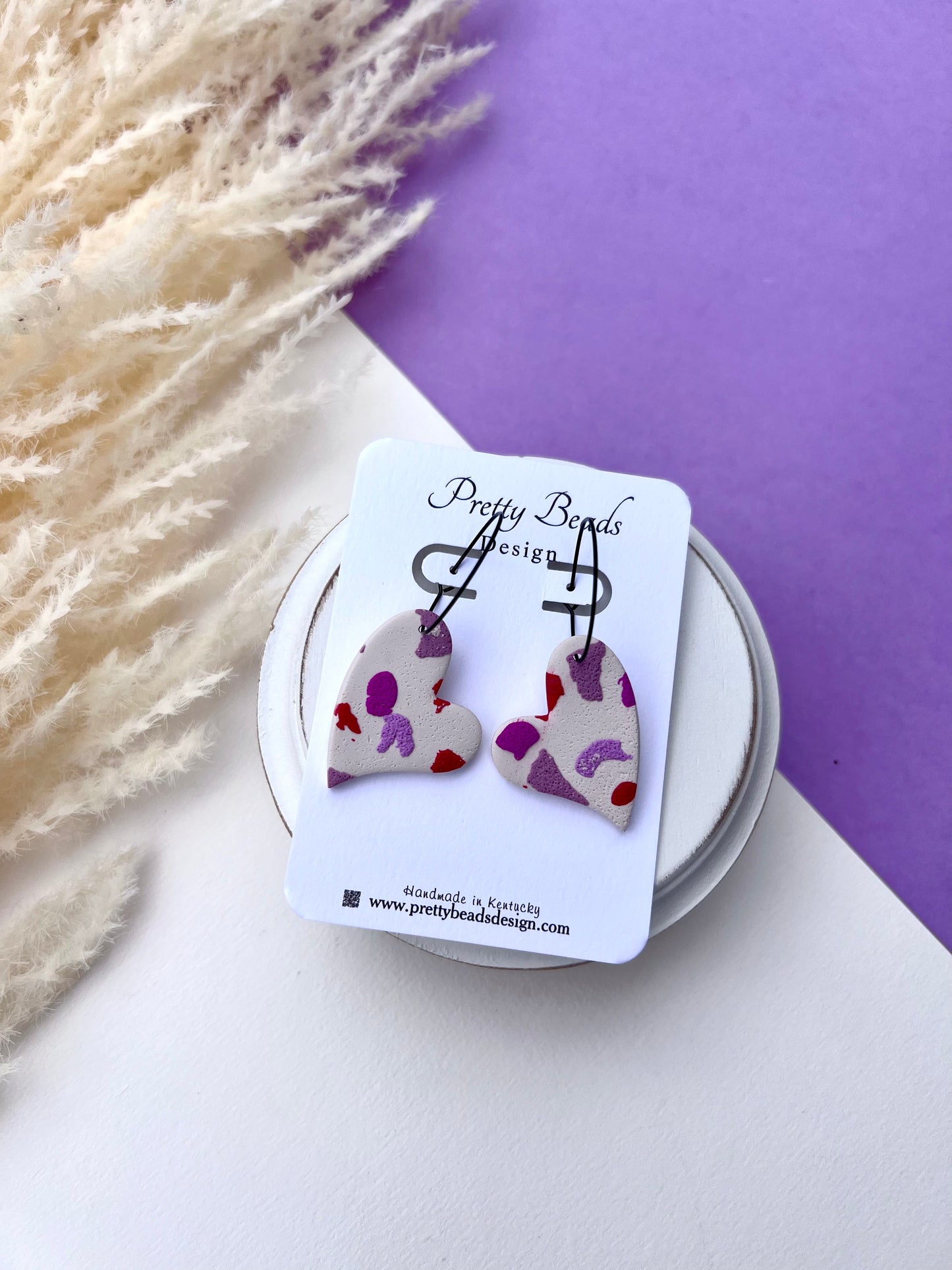 Purple Love-Heart Hoops