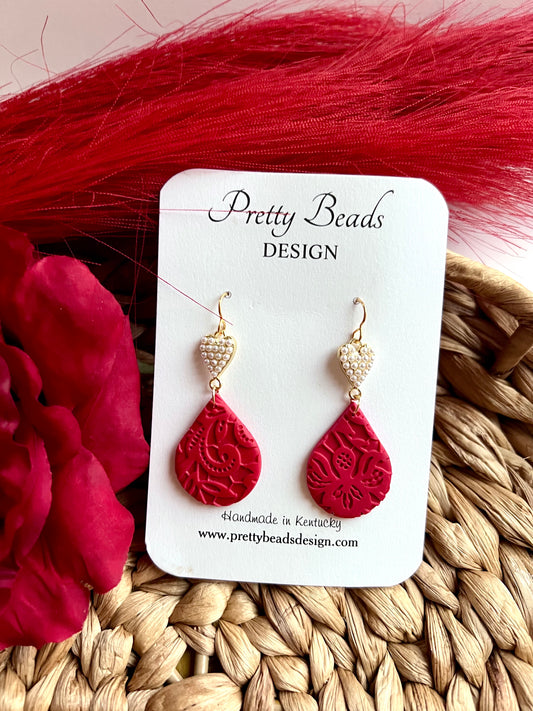 Red Lace Love Earrings