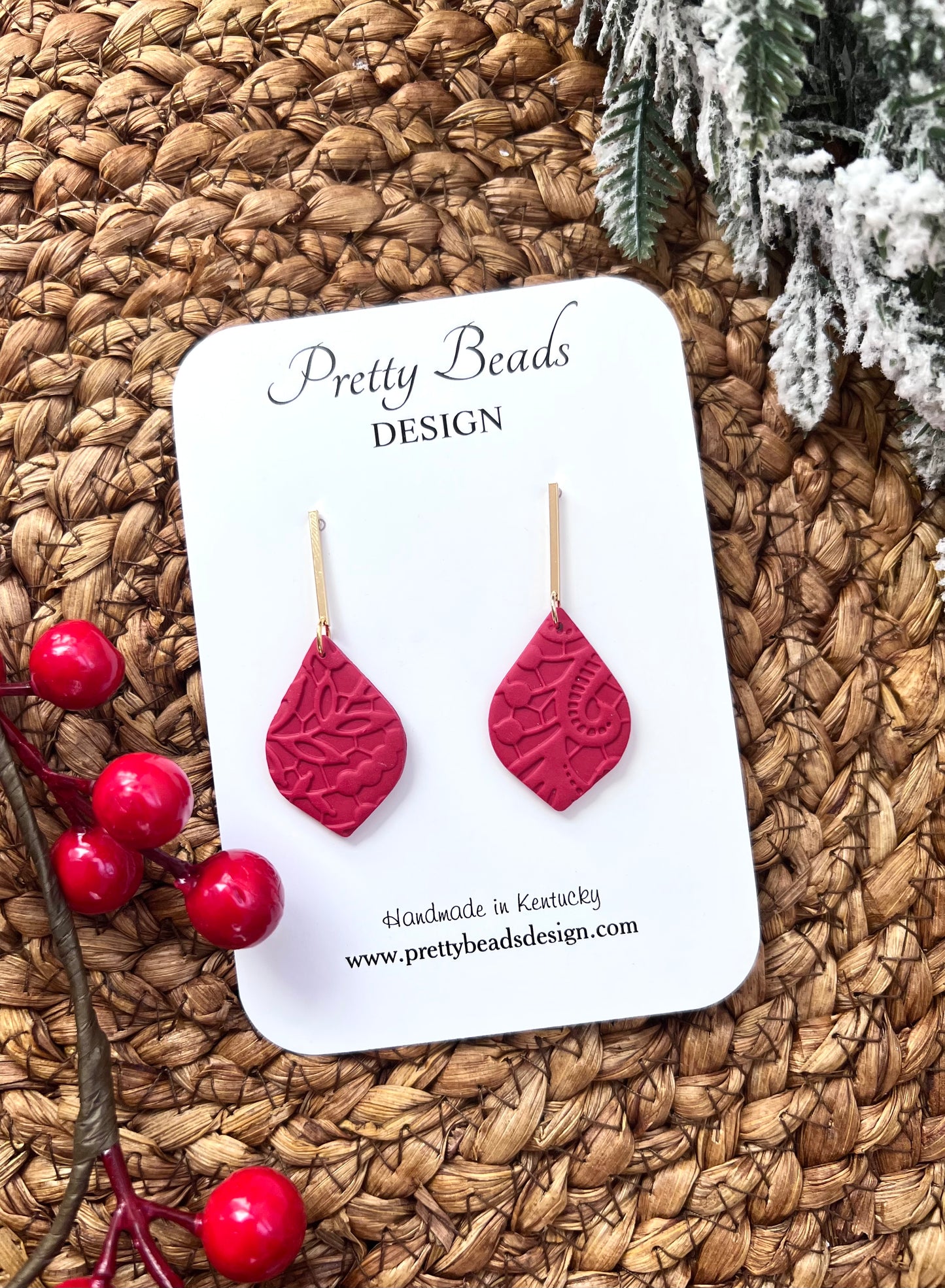 Red Lace Heart Earrings