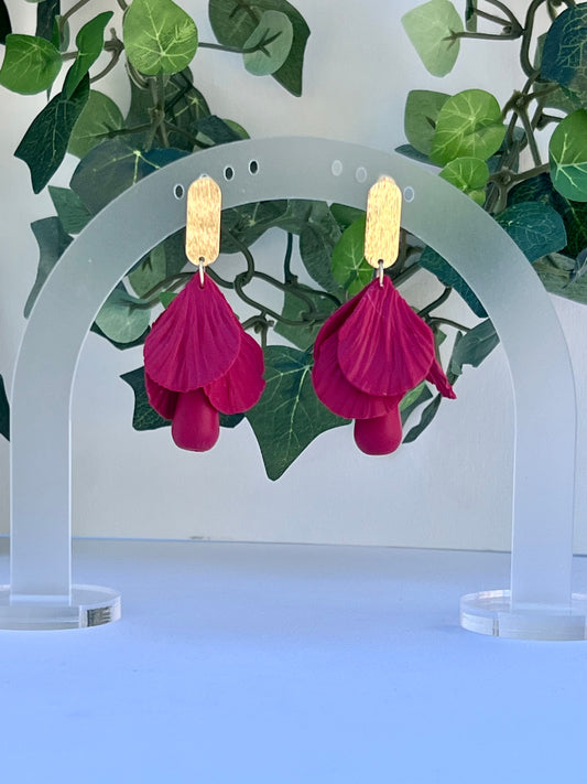 Red Floral Petals Earrings