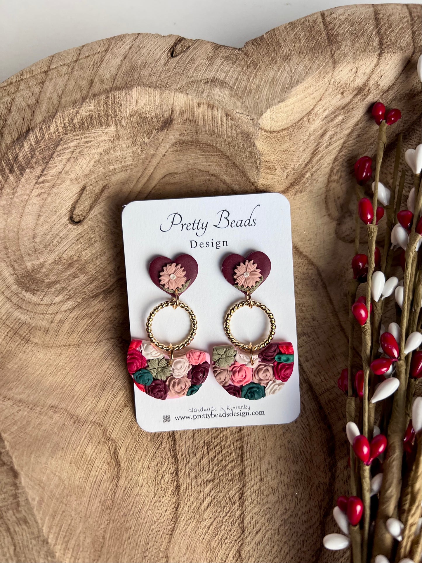 Rose Heart Bouquet Earrings