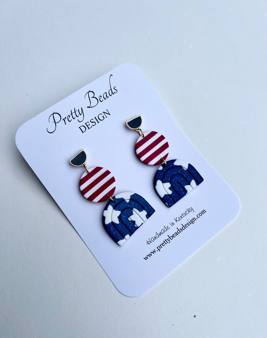 Blue and Red Striped Earrings