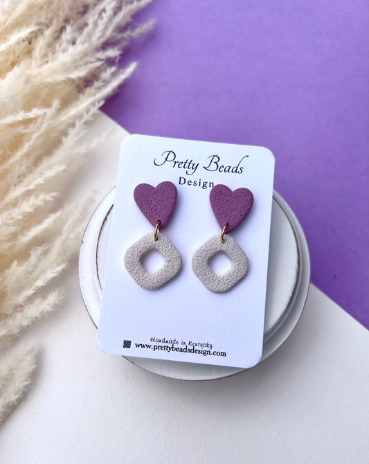 Purple Love-Heart Dangles